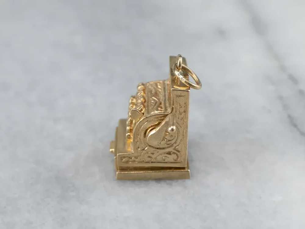 Vintage 14 Karat Gold Cash Register Charm - image 4