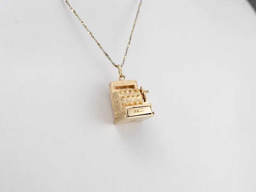 Vintage 14 Karat Gold Cash Register Charm - image 8
