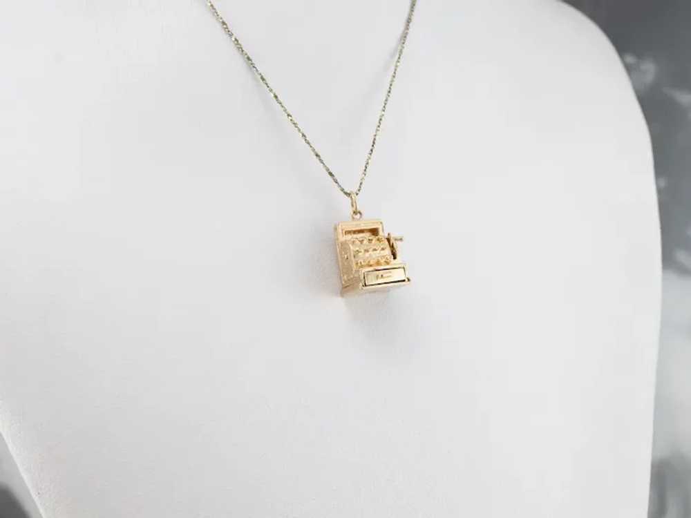 Vintage 14 Karat Gold Cash Register Charm - image 9