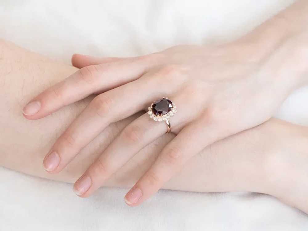 Rhodolite Garnet and Diamond Halo Ring - image 10