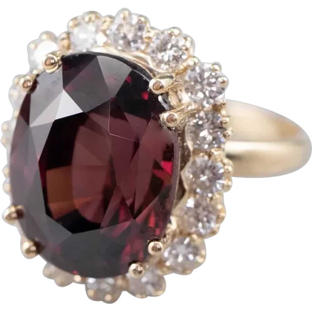 Rhodolite Garnet and Diamond Halo Ring - image 1