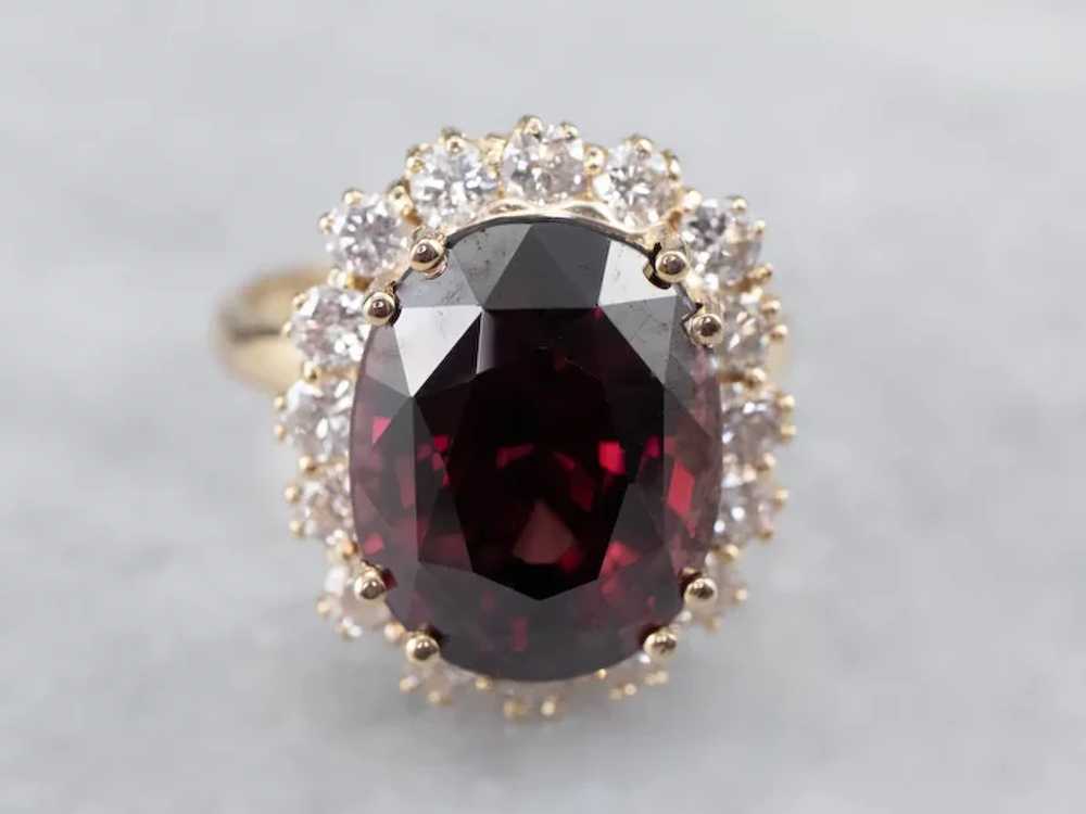 Rhodolite Garnet and Diamond Halo Ring - image 2