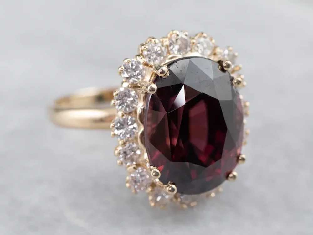 Rhodolite Garnet and Diamond Halo Ring - image 3