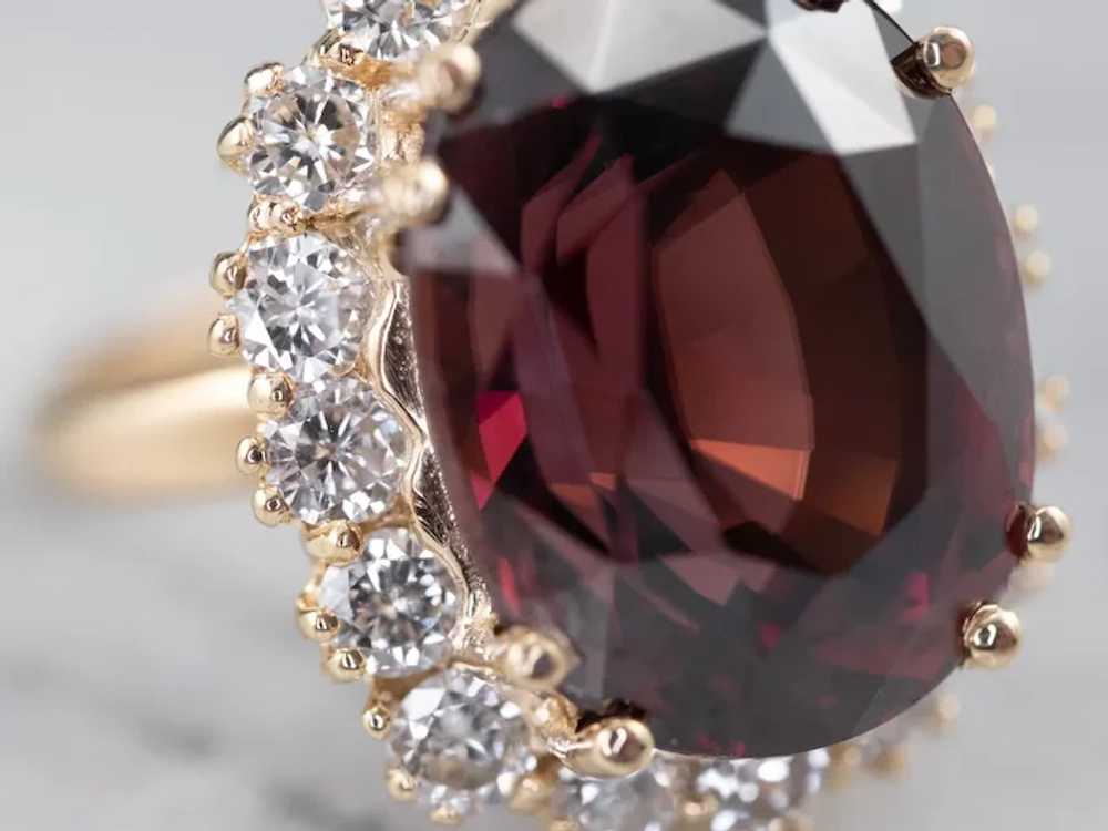 Rhodolite Garnet and Diamond Halo Ring - image 4