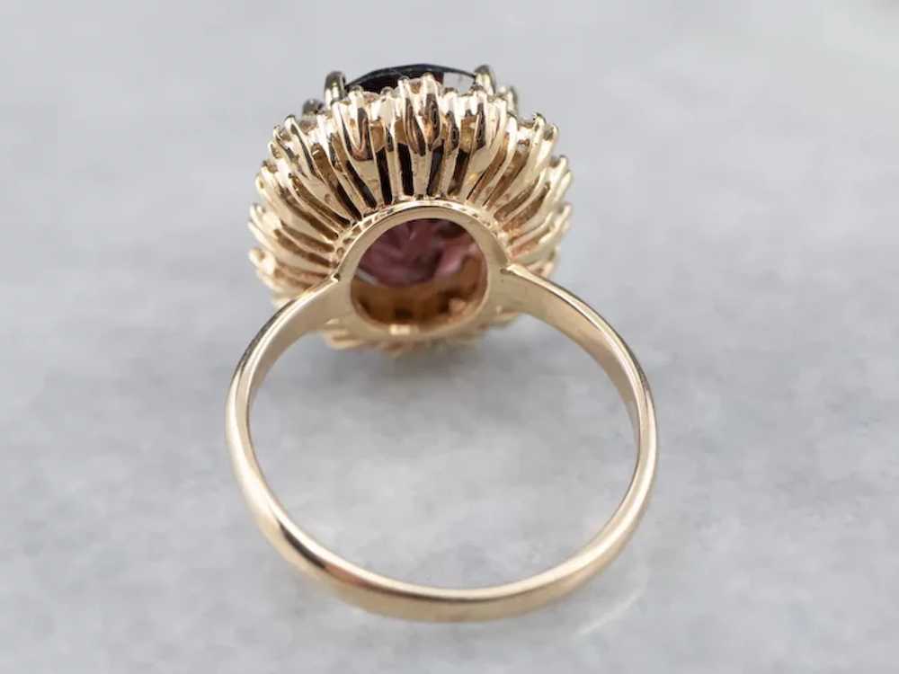 Rhodolite Garnet and Diamond Halo Ring - image 5