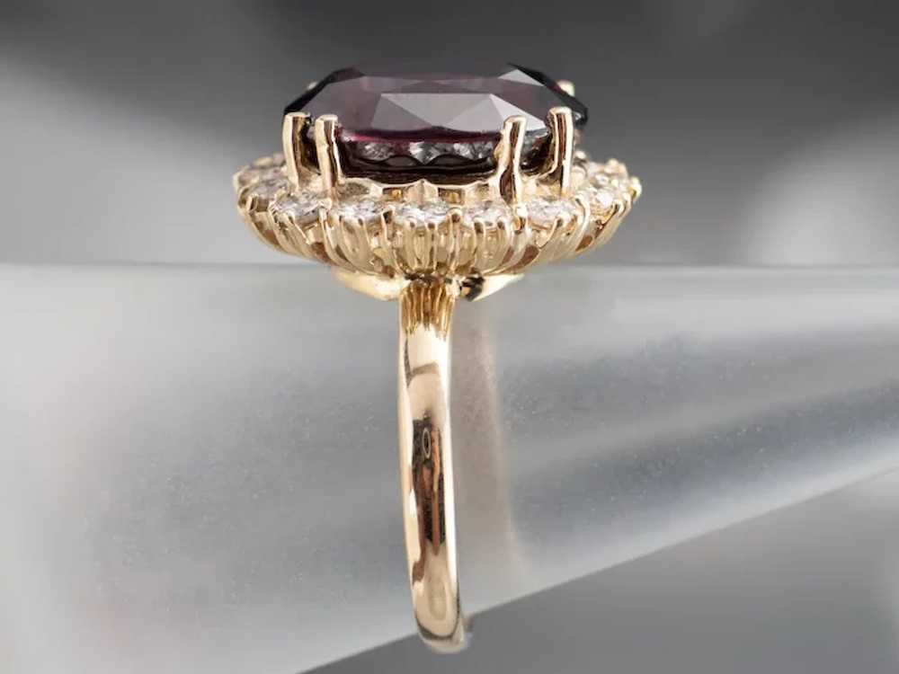 Rhodolite Garnet and Diamond Halo Ring - image 7