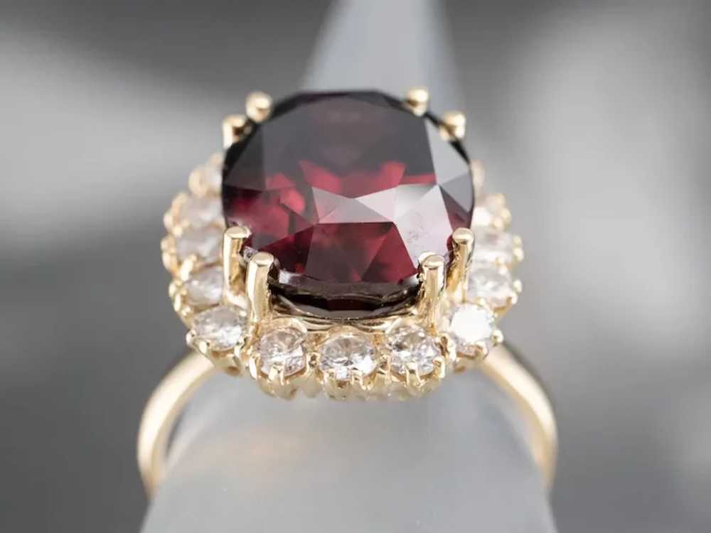 Rhodolite Garnet and Diamond Halo Ring - image 8