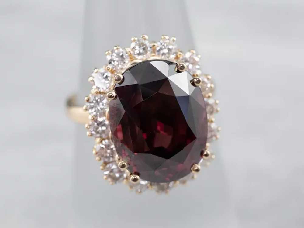 Rhodolite Garnet and Diamond Halo Ring - image 9