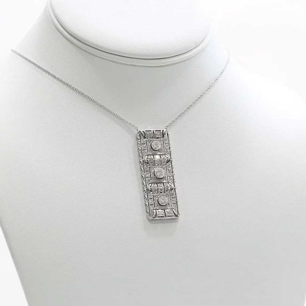 Lady's Circa 1920 Art Deco Platinum Diamond Neckl… - image 2