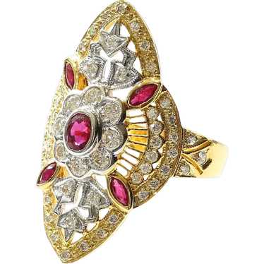 Lady's Custom Vintage 18K Ruby & Diamond Ring - image 1