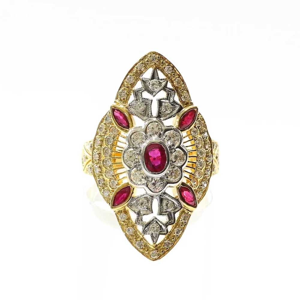 Lady's Custom Vintage 18K Ruby & Diamond Ring - image 2