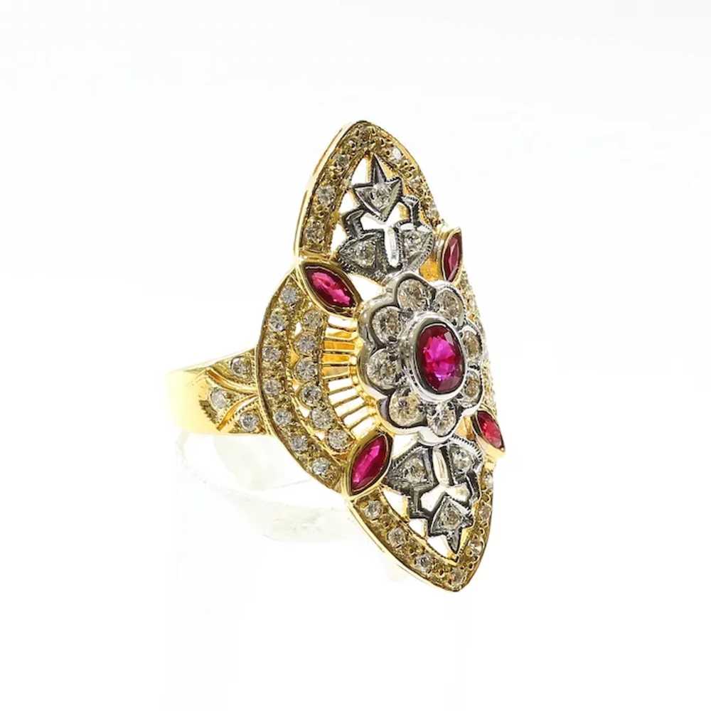 Lady's Custom Vintage 18K Ruby & Diamond Ring - image 3