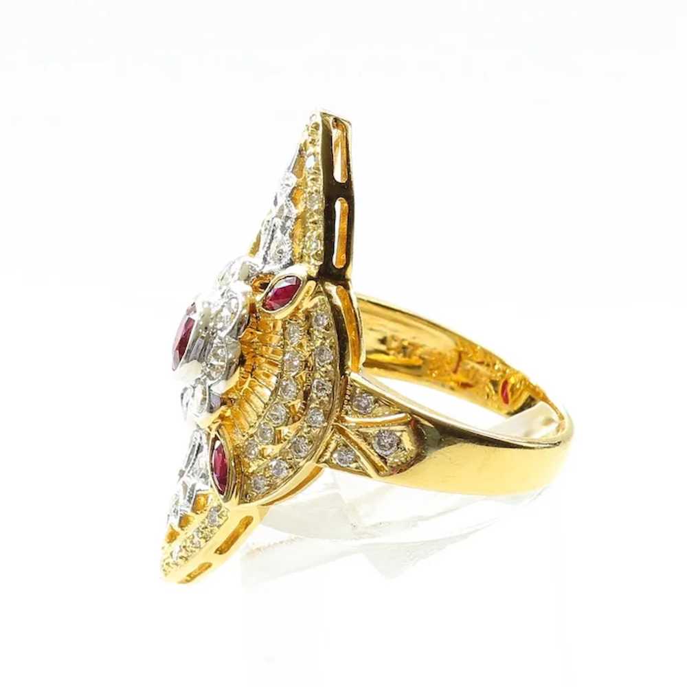 Lady's Custom Vintage 18K Ruby & Diamond Ring - image 4