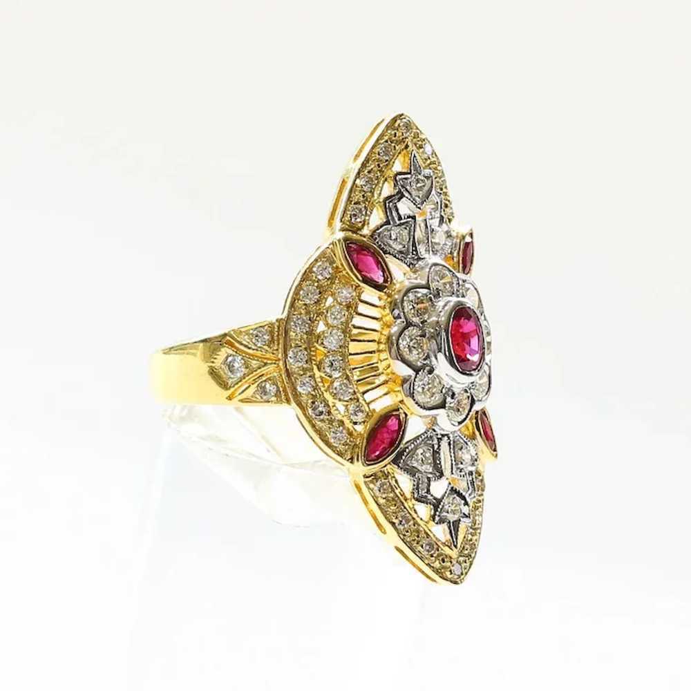 Lady's Custom Vintage 18K Ruby & Diamond Ring - image 5