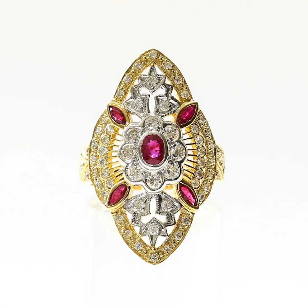 Lady's Custom Vintage 18K Ruby & Diamond Ring - image 6