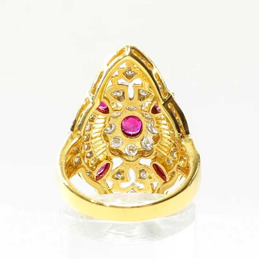 Lady's Custom Vintage 18K Ruby & Diamond Ring - image 8