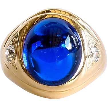 Gent's Vintage 14K Blue Spinel & Diamond Ring