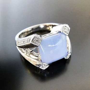 Lady’s 14K Art Deco Chalcedony & Diamond Ring