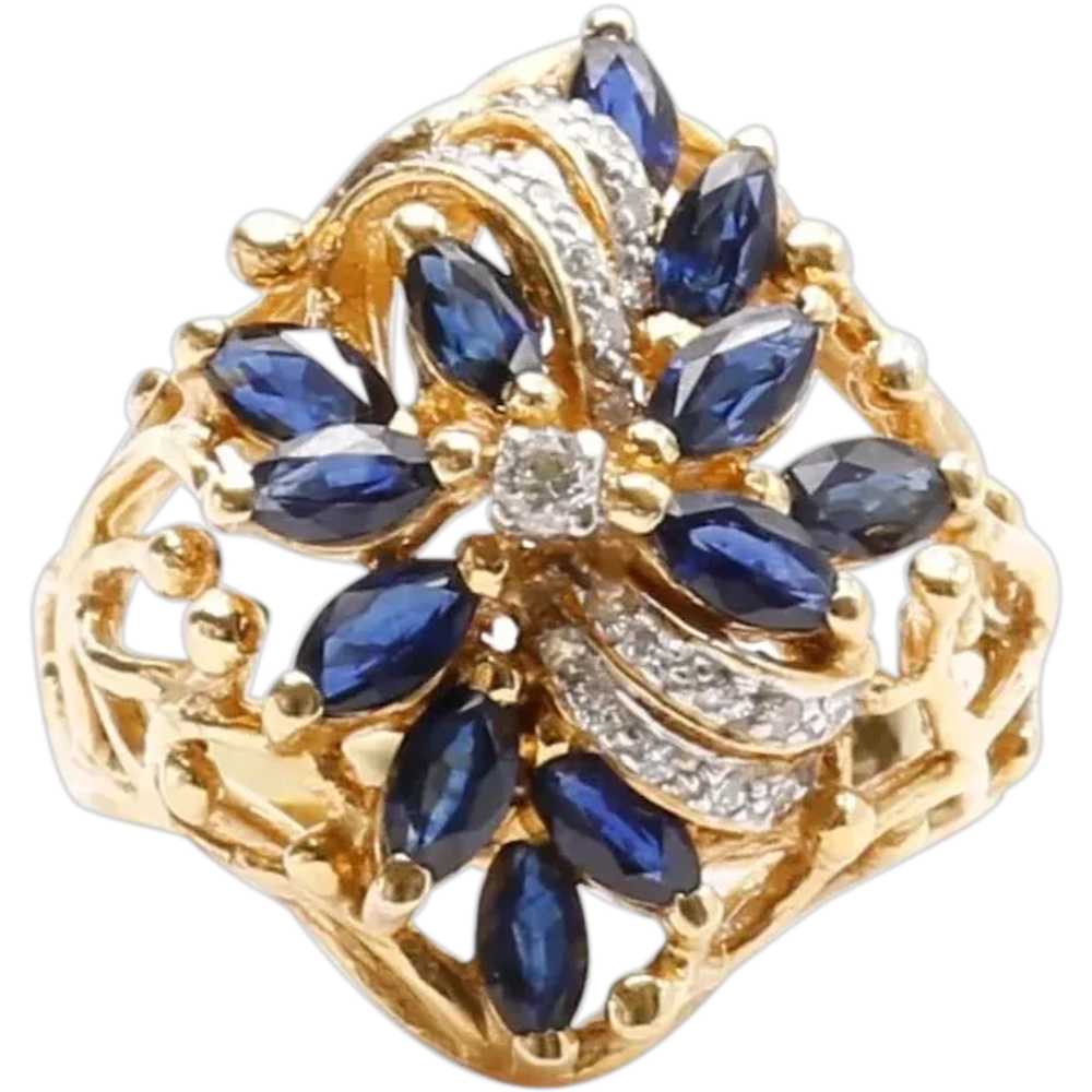 Lady's Vintage 18K Sapphire & Diamond Ring - image 1