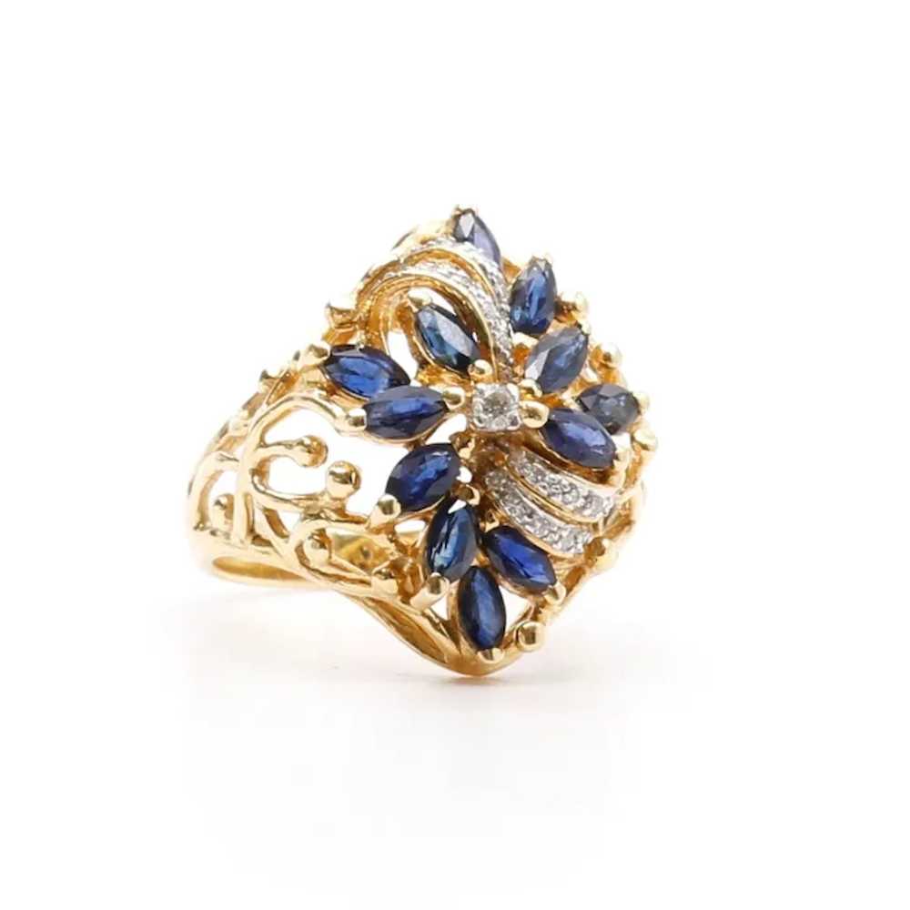 Lady's Vintage 18K Sapphire & Diamond Ring - image 2