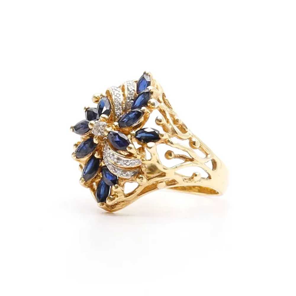 Lady's Vintage 18K Sapphire & Diamond Ring - image 3