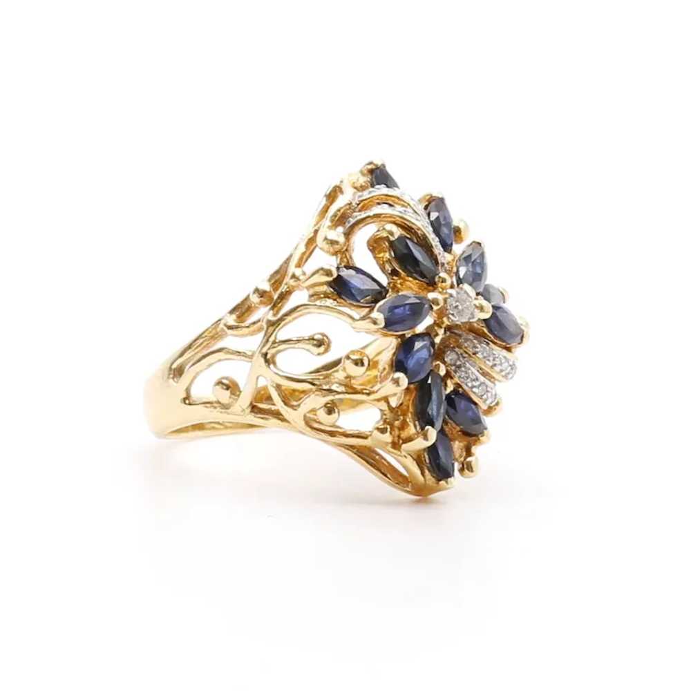 Lady's Vintage 18K Sapphire & Diamond Ring - image 4