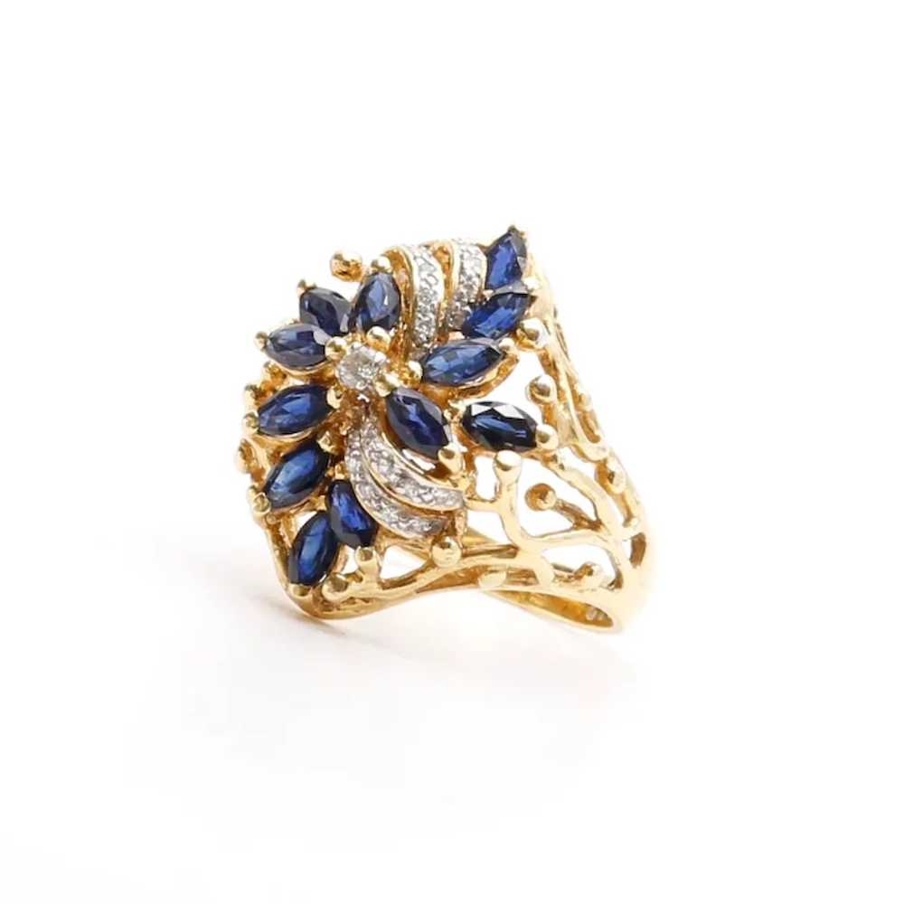 Lady's Vintage 18K Sapphire & Diamond Ring - image 7