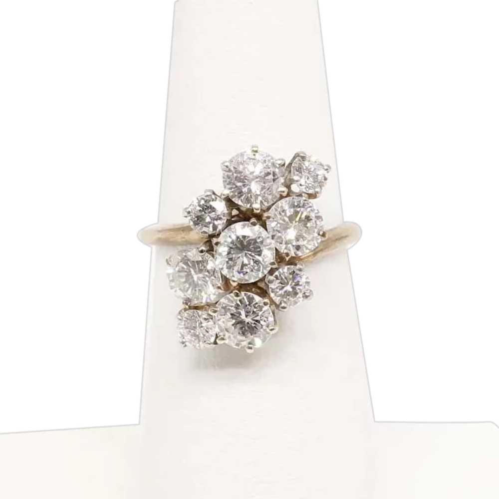 Lady's Vintage Custom 14K Diamond Cluster Ring - image 1