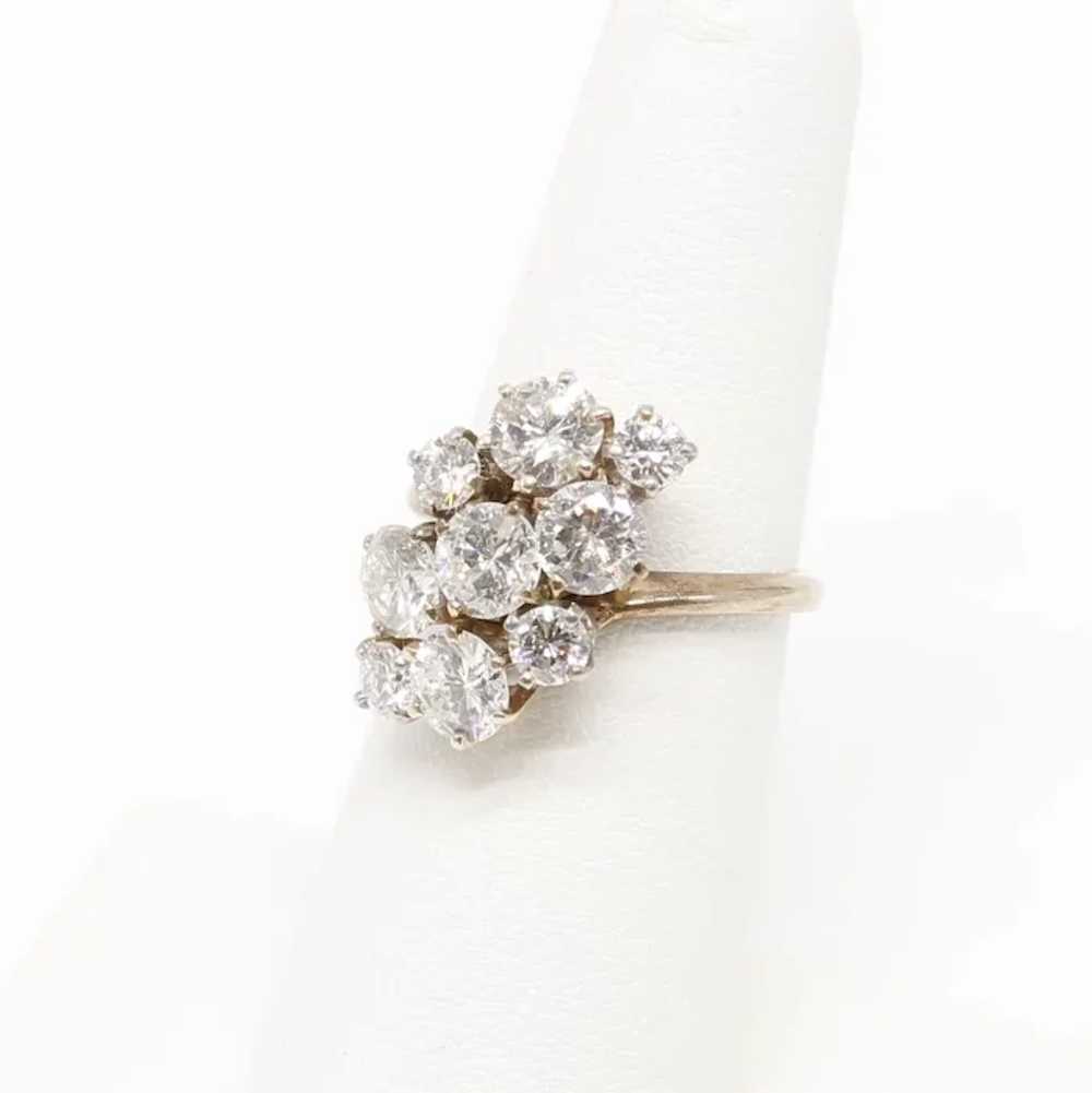 Lady's Vintage Custom 14K Diamond Cluster Ring - image 2