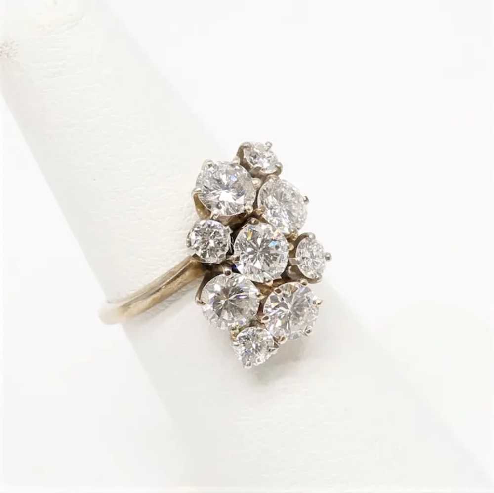 Lady's Vintage Custom 14K Diamond Cluster Ring - image 3