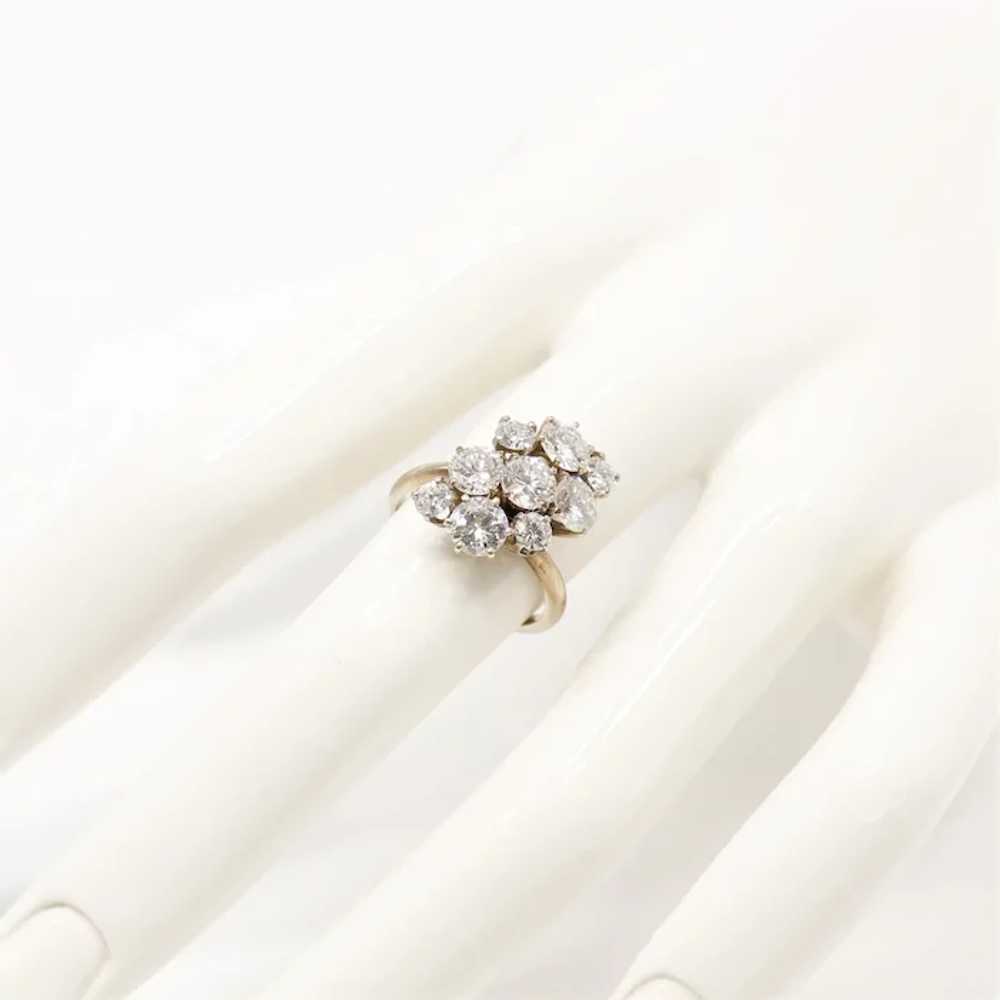 Lady's Vintage Custom 14K Diamond Cluster Ring - image 4