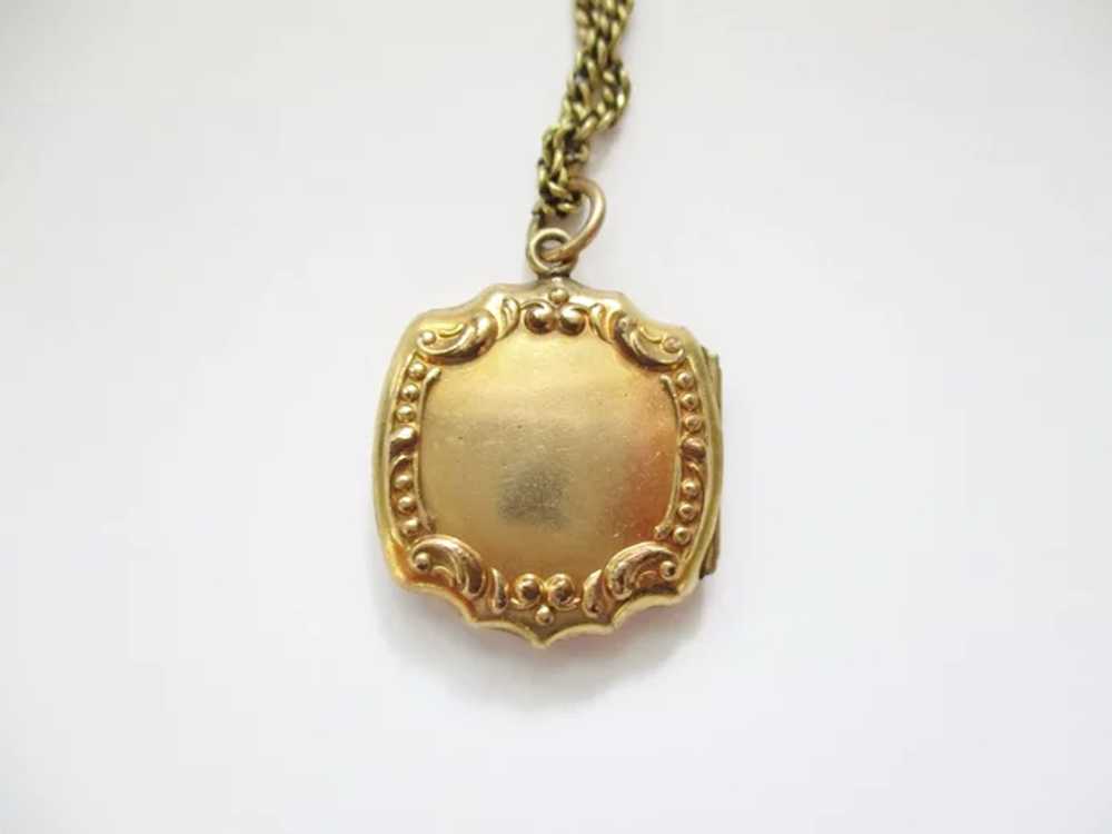 Antique Edwardian Gold Filled Locket and Chain Ne… - image 10