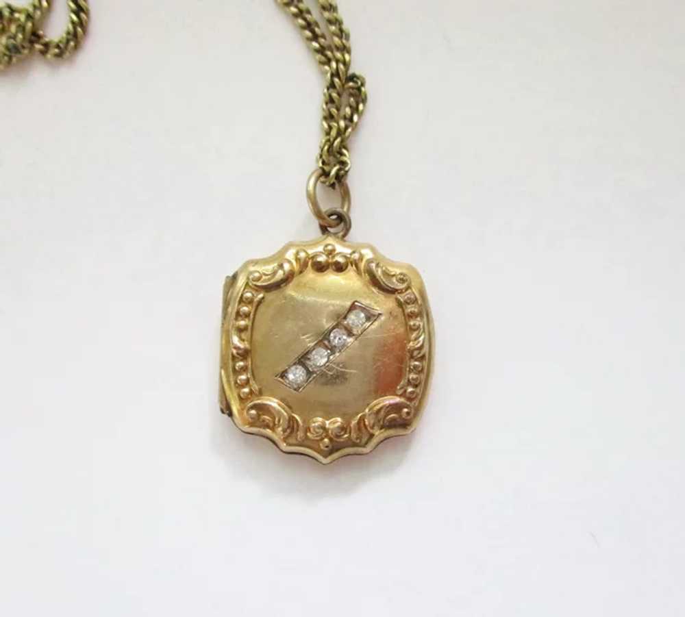 Antique Edwardian Gold Filled Locket and Chain Ne… - image 11