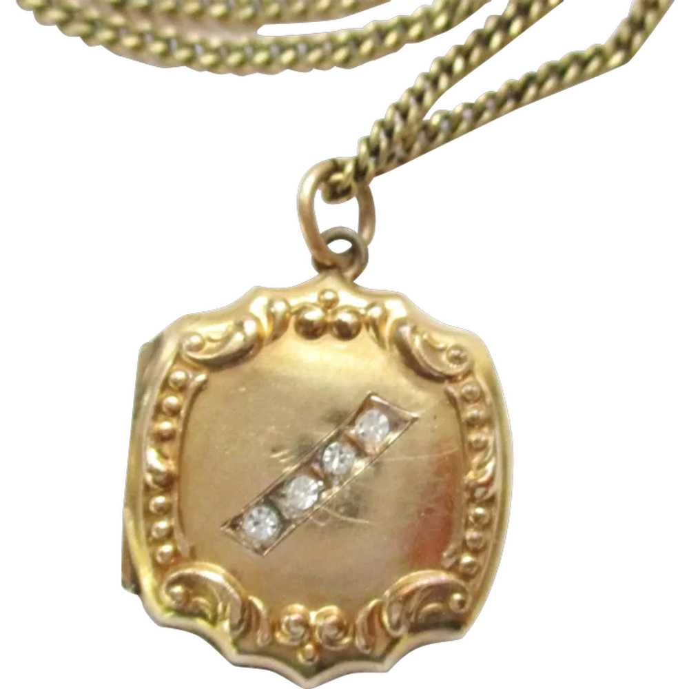 Antique Edwardian Gold Filled Locket and Chain Ne… - image 1