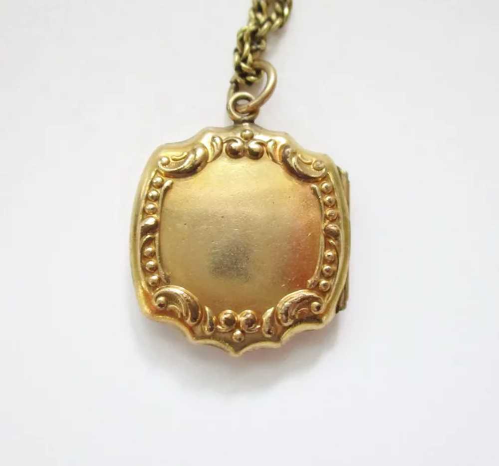 Antique Edwardian Gold Filled Locket and Chain Ne… - image 2