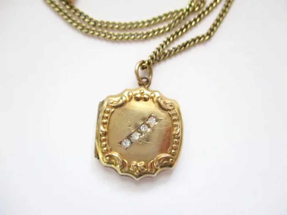 Antique Edwardian Gold Filled Locket and Chain Ne… - image 4