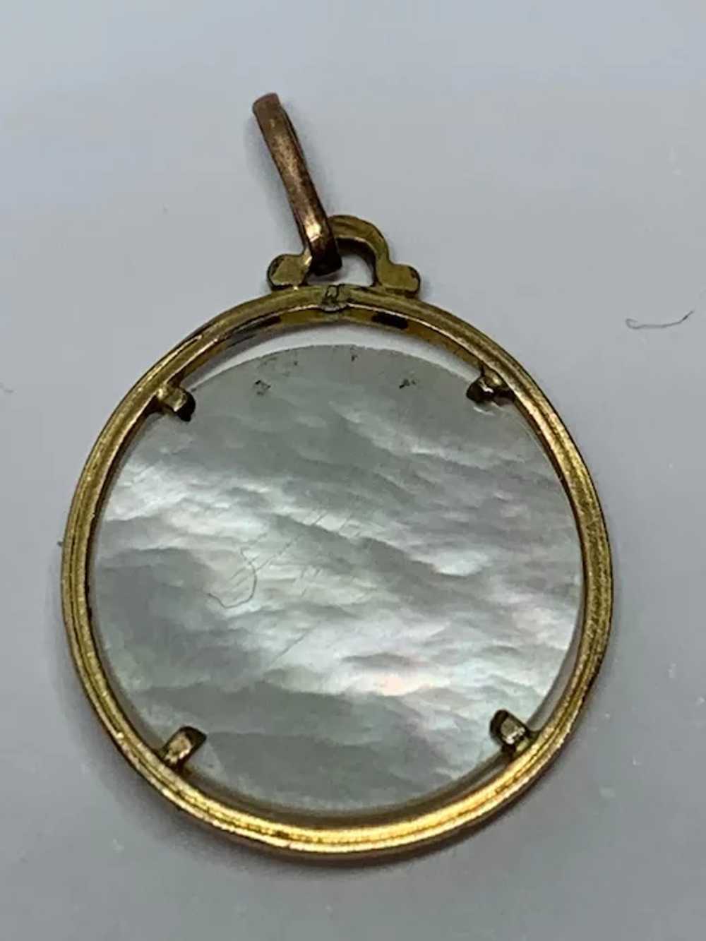 Antique Saint Christopher Car mother of pearl Cha… - image 2