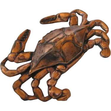 Detailed Renoir Cast Copper Dungeness Crab Brooch 
