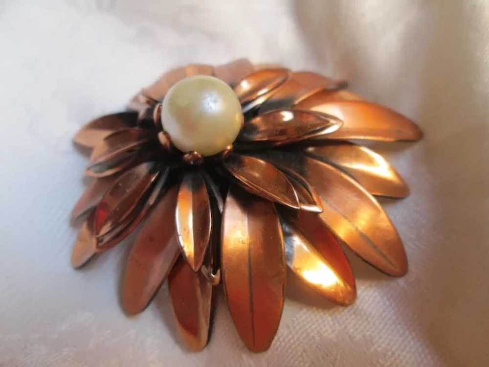 Renoir "Anemone" Faux-Pearl Centered Flower Brooc… - image 5