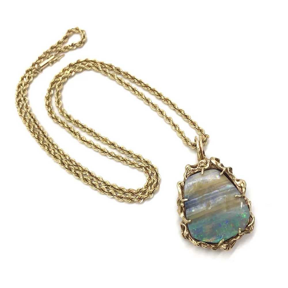 Vintage Gold and Boulder Opal Pendant with Chain - image 3
