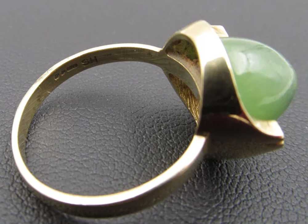 Vintage 9CT Gold English Art Deco Jade Ring - image 5