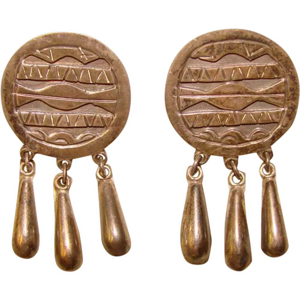 Awesome MEXICAN STERLING Vintage Dangle Earrings - image 1