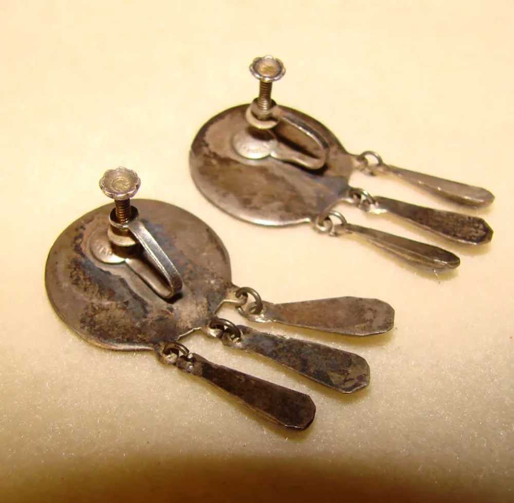 Awesome MEXICAN STERLING Vintage Dangle Earrings - image 2