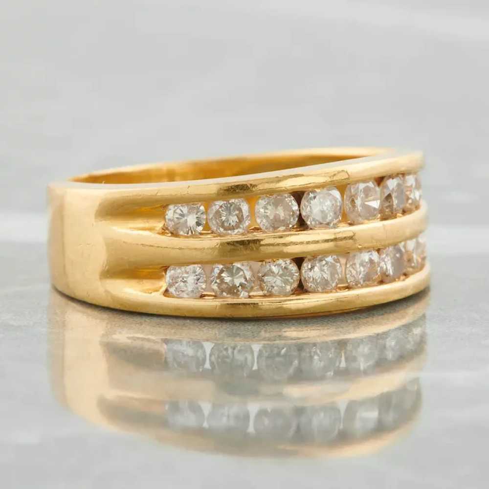 18ct Gold Two Row Diamond Eternity Ring - image 3