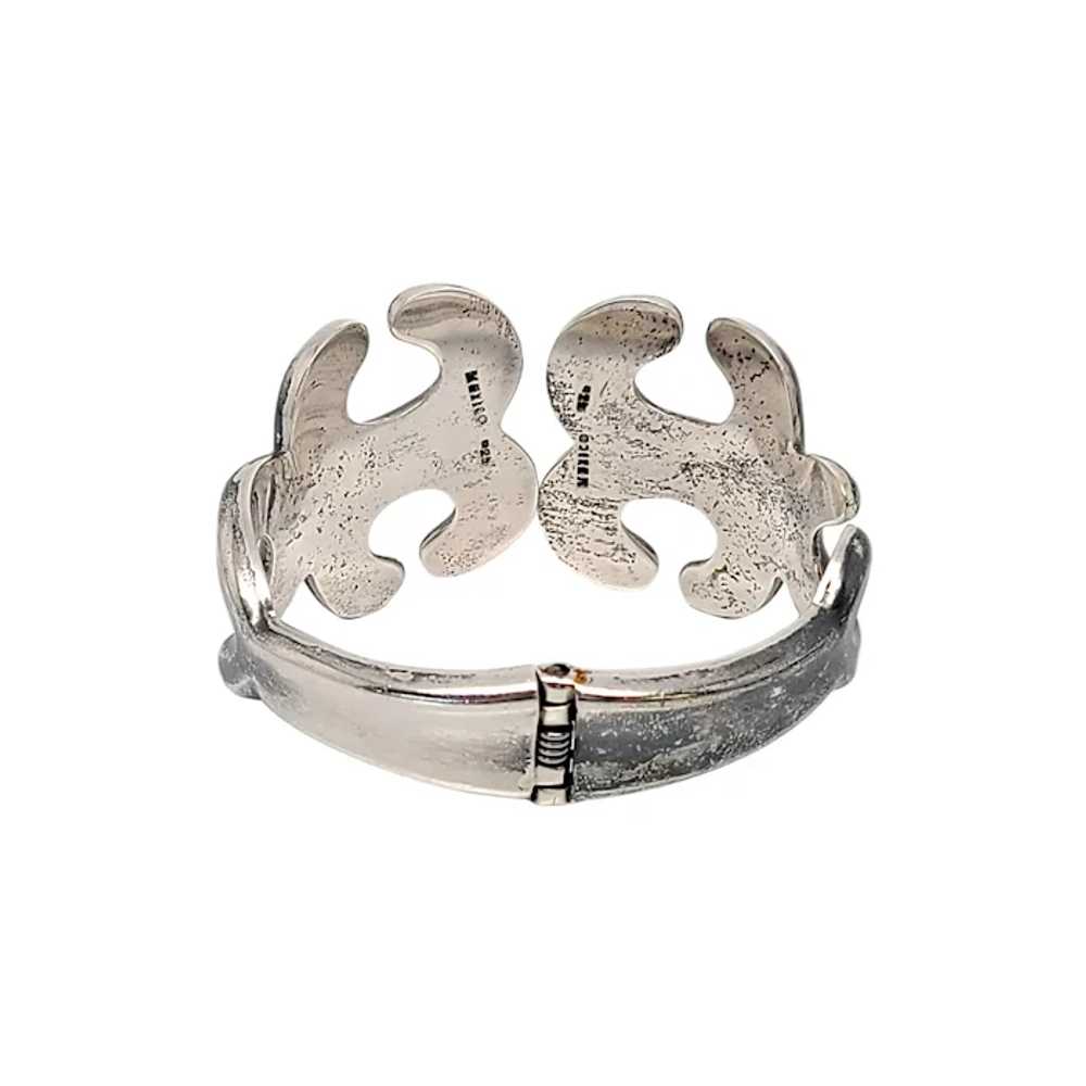 Sterling Silver Mexico Swirl Hinged Bracelet - image 4