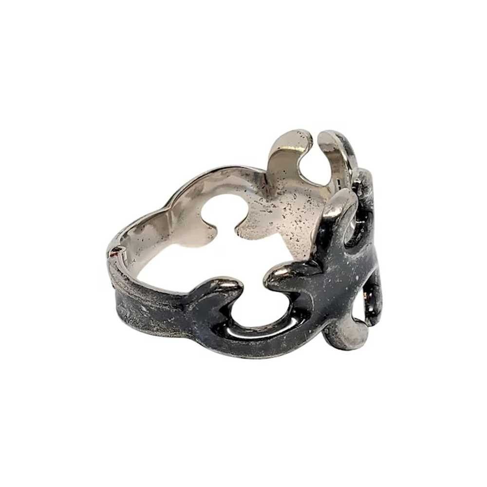 Sterling Silver Mexico Swirl Hinged Bracelet - image 5