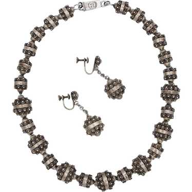 Etruscan Style Cuernavaca Sterling Necklace and Ea