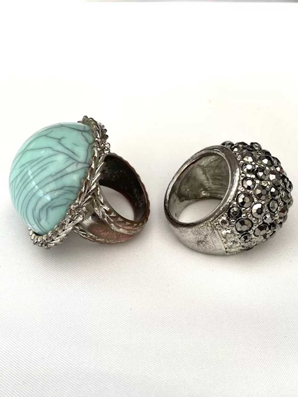 Three Chunky Vintage Statement Costumes Rings - Gem