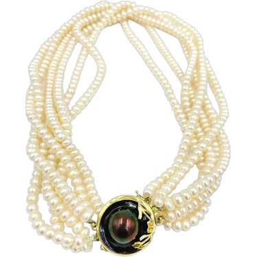 Vintage Freshwater Pearl 14K Yellow Gold Ball Beads/Clasp Multi