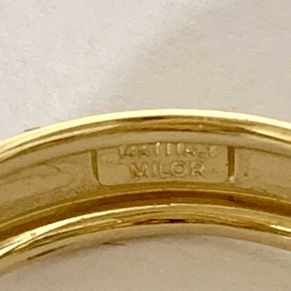14k Milor Italy Tricolor Gold Tassel Pom Pom Ring - image 12